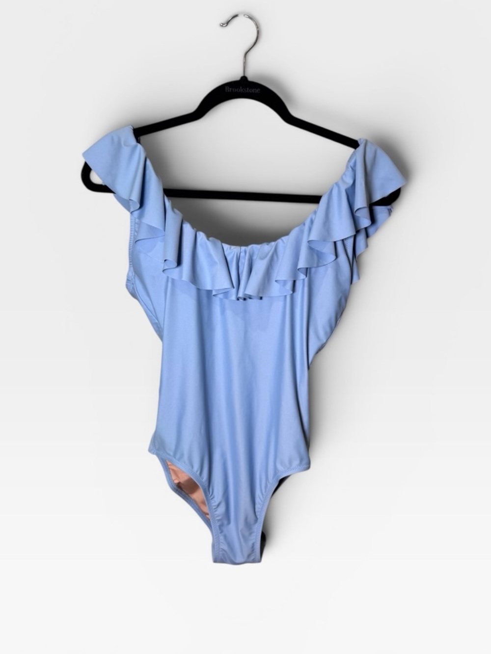 J.Crew Ruffle Scoopback One-Piece Swimsuit Blue Mist Pastel Flutter Size 4
